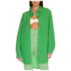 Revolve | SNDYS Bello Oversized Kelly Green Button Up Shirt Top US 6